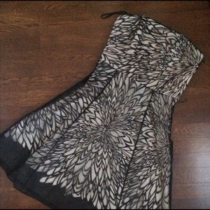 Black and light pink strapless dress